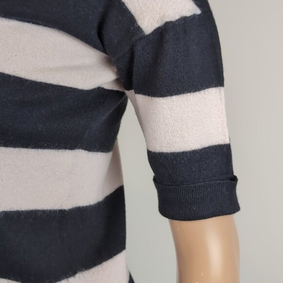 Boden Striped Wool Sweater Short Sleeve Beaded Embellished Cropped Black Ivory - Picture 5 of 9